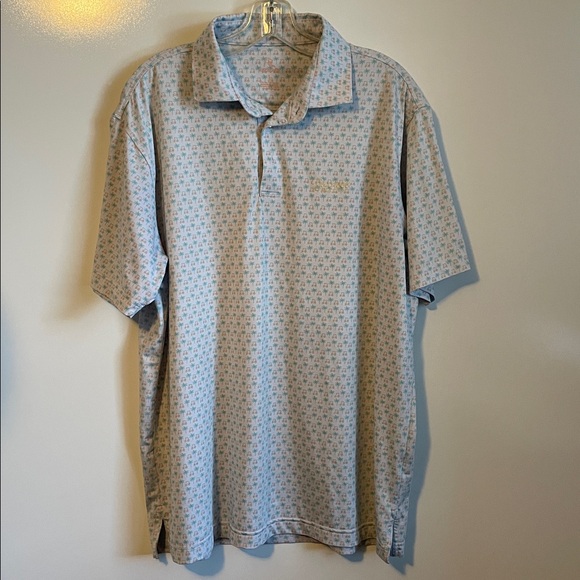 Rhoback Barstool Golf Polo Shirt Mens L golf cart Print Performance Stretch